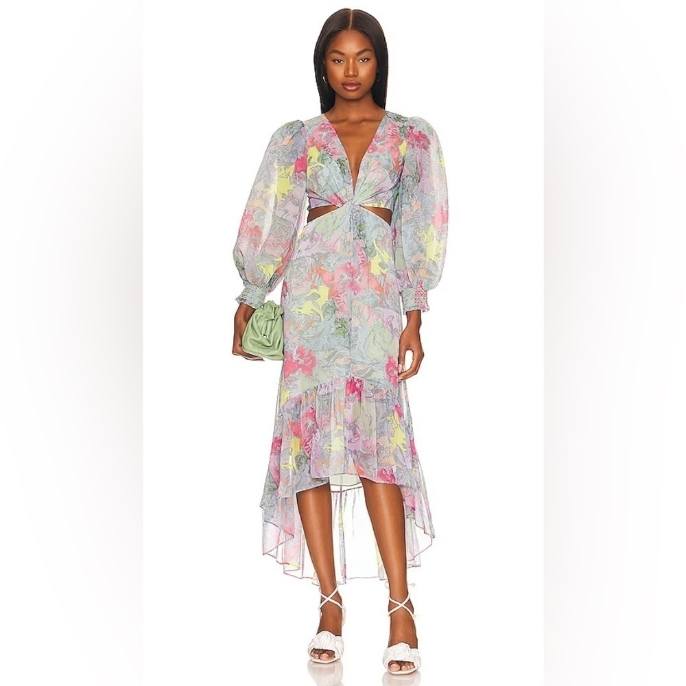 NWT $695 Alice + Olivia Katia Twist Maxi Dress in Lola's Dream - Revolve